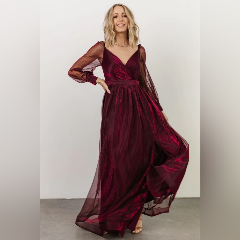 Baltic Born Octavia Shimmer Gown-mulberry